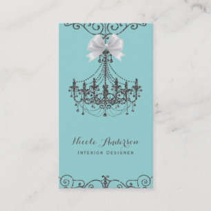 Turquoise Silver White Bow  Glam Designer Visitekaartje