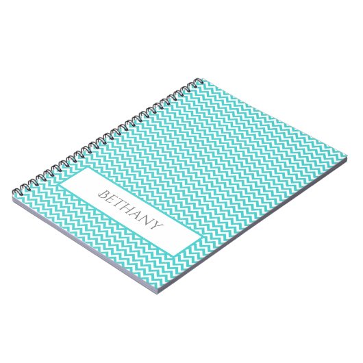 Turquoise simple Chevron Carnet personnalisé (Côté gauche)