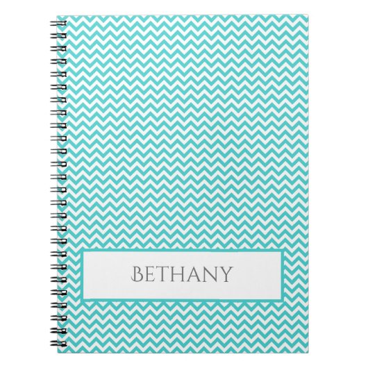 Turquoise simple Chevron Carnet personnalisé (Devant)