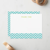 Turquoise Simple Chevron Thank You Note Cartes (Devant/Arrière en situation)