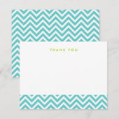 Turquoise Simple Chevron Thank You Note Cartes (Devant / Derrière)