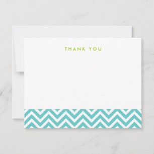 Turquoise Simple Chevron Thank You Note Cartes