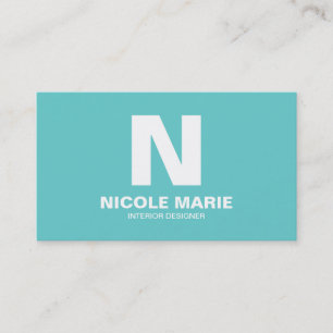 Turquoise Simple Monogram Visitekaartje