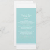 Turquoise Simply Elegant Wedding Menu (Voorkant / Achterkant)