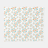 Turquoise Sinaasappel Abstracte Bloemen Patroon Mi Fleece Deken (Voorkant (Horizontaal))