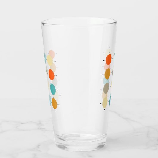 Turquoise Sinaasappel Tan cirkels en lijnen Mid Ce Glas (Rechts)