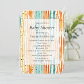 Turquoise Sinaasappels perzik Waterverf Stripes Kaart (Staand voorkant)