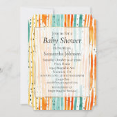 Turquoise Sinaasappels perzik Waterverf Stripes Kaart (Voorkant)