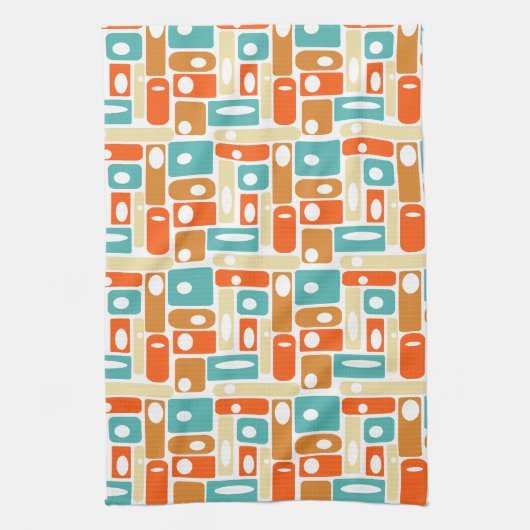 Turquoise Sinaasappels rechthoekig patroon uit het Theedoek (Verticaal)
