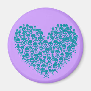 Turquoise Skull Heart Magneet