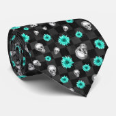 Turquoise Skulls and Sunflower Series Design 7 Stropdas (Opgerold)