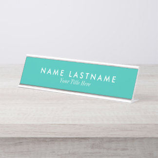 Turquoise Sleek Simple Custom Desk Name plate Bureau Naambordje
