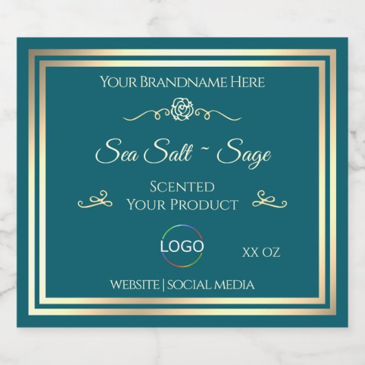 Turquoise Smart Dark Produit Étiquette Gold Frame (Étiquettes simples)