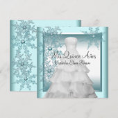 Turquoise Sneeuwvlok Winter Wonderland Quinceanera Kaart (Voorkant / Achterkant)