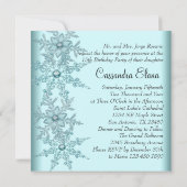 Turquoise Sneeuwvlok Winter Wonderland Quinceanera Kaart (Achterkant)