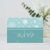Turquoise Snowflakes Noël Mariage Cartes RSVP (Debout devant)