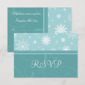 Turquoise Snowflakes Noël Mariage Cartes RSVP (Devant / Derrière)