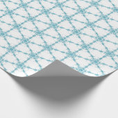 Turquoise snowflakes op wit cadeaupapier (Hoek)
