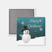 Turquoise Snowman hiver décor Magnet de Noël (Recto/Verso)