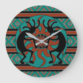 Turquoise Southwest Design Kokopelli Grote Klok (Voorkant)