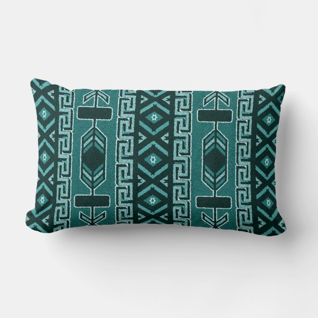 Turquoise Southwest Tribal Aztec Pattern Kussen (Voorkant)