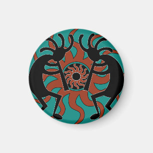 Turquoise Southwestern Design Kokopelli Magneet