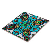 Turquoise Spaans Design Ceramic Photo Tile Tegeltje (Zijkant)