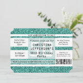 Turquoise Sparkle 50ste verjaardagsfeestticket Kaart (Staand voorkant)