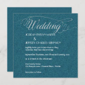 Turquoise Sparkle Faire-part de mariage moderne (Devant / Derrière)