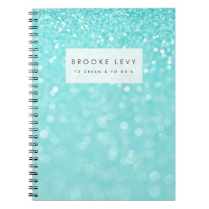 Turquoise Sparkle Gepersonaliseerd Tijdschrift Not Notitieboek