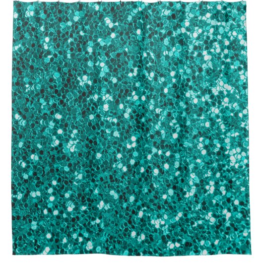 Turquoise Sparkles: Bright Close-up Foundation Douchegordijn (Voorkant)