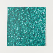 Turquoise Sparkles: Bright Close-up Foundation Wandkleed (Voorkant)