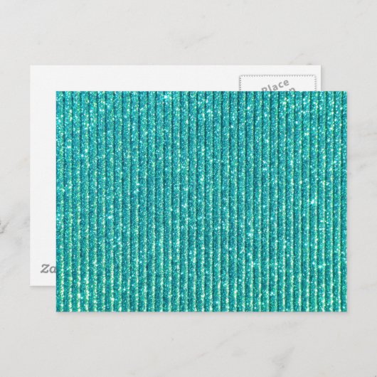 Turquoise Sparkles Style Elegant Print Briefkaart (Voorkant / Achterkant)