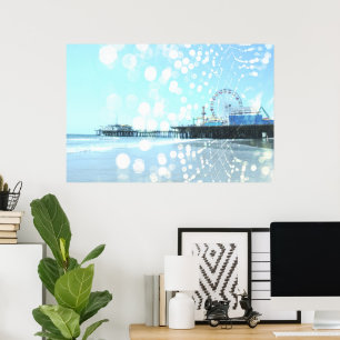 Turquoise Spiderweb Santa Monica Pier Poster