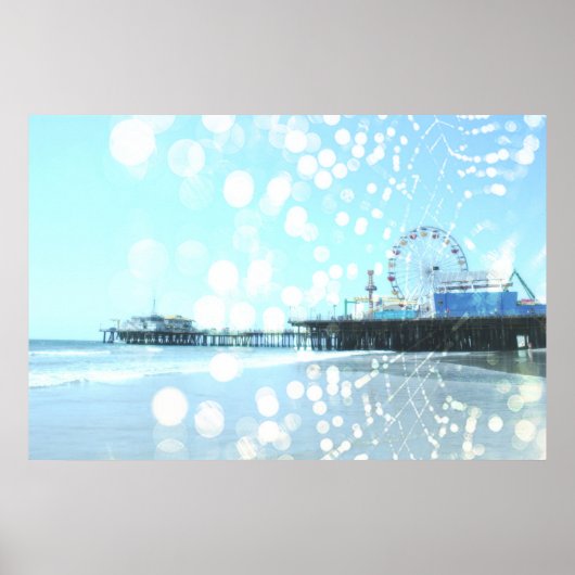 Turquoise Spiderweb Santa Monica Pier Poster (Voorkant)