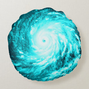 Turquoise Spiral Pinwheel Ronde Kussen