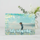Turquoise Sprinkles | Aangepaste foto van Birthday Kaart (Staand voorkant)