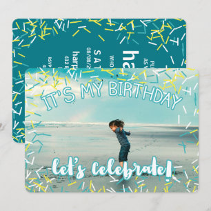 Turquoise Sprinkles Aangepaste foto van Birthday Kaart