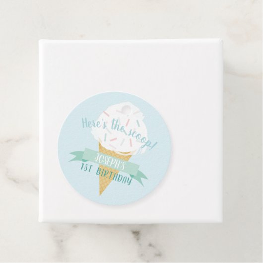 Turquoise Sprinkles Ice Cream Birthday Dank u Bedankjes Labels (In situ)