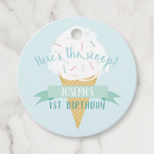 Turquoise Sprinkles Ice Cream Birthday Dank u Bedankjes Labels (Voorkant)