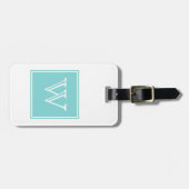 Turquoise Square Monogram Bagagelabel (Voorkant horizontaal)