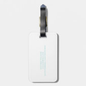 Turquoise Square Monogram Bagagelabel (Achterkant verticaal)