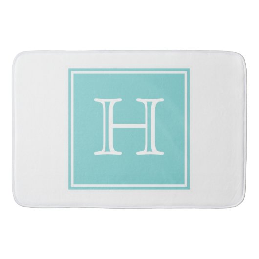 Turquoise Square Monogram Bath Mat (Voorkant)