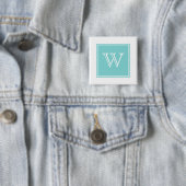 Turquoise Square Monogram Button (In situ)