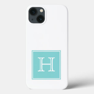 Turquoise Square Monogram iPhone 13 Hoesje
