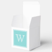 Turquoise Square Monogram Favor Boxes Bedankdoosjes (Geopend)
