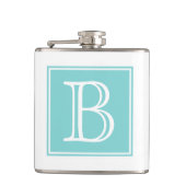Turquoise Square Monogram Flask Heupfles (Voorkant)