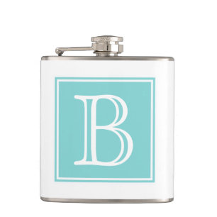 Turquoise Square Monogram Flask Heupfles