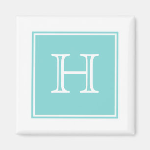Turquoise Square Monogram Magnet Magneet