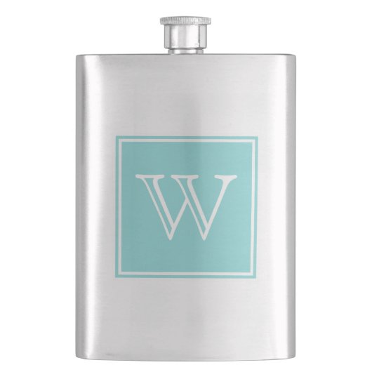 Turquoise Square Monogram Premium Flask Flacon (Voorkant)